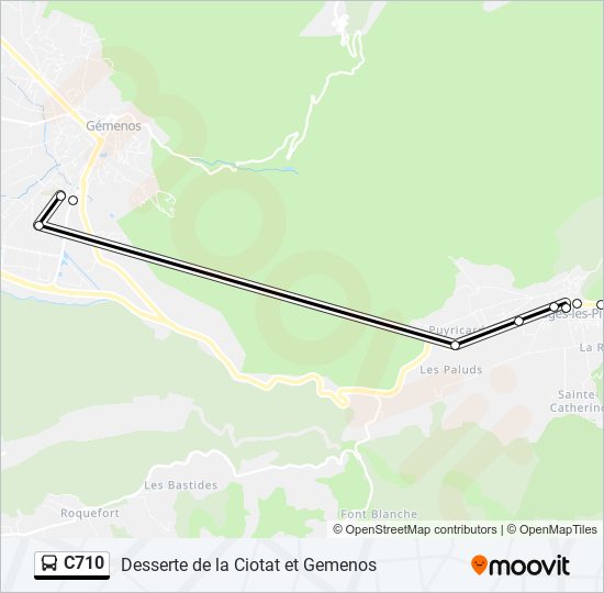 Plan de la ligne C710 de bus