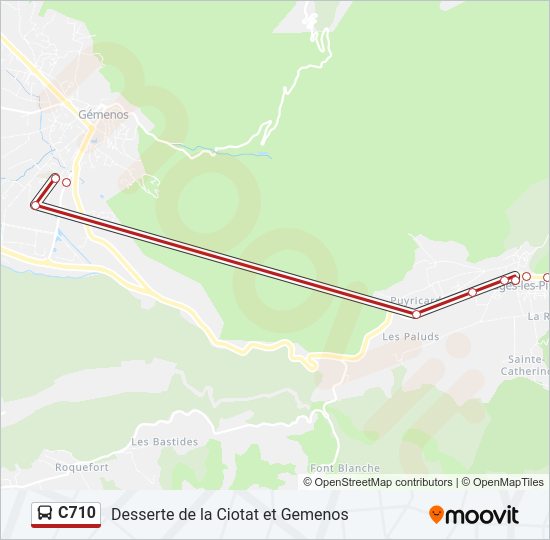 Plan de la ligne C710 de bus