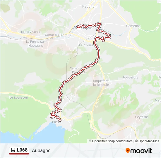 Plan de la ligne L068 de bus