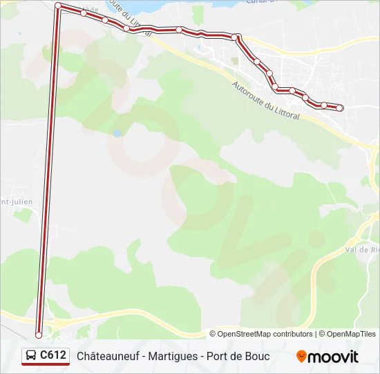Plan de la ligne C612 de bus