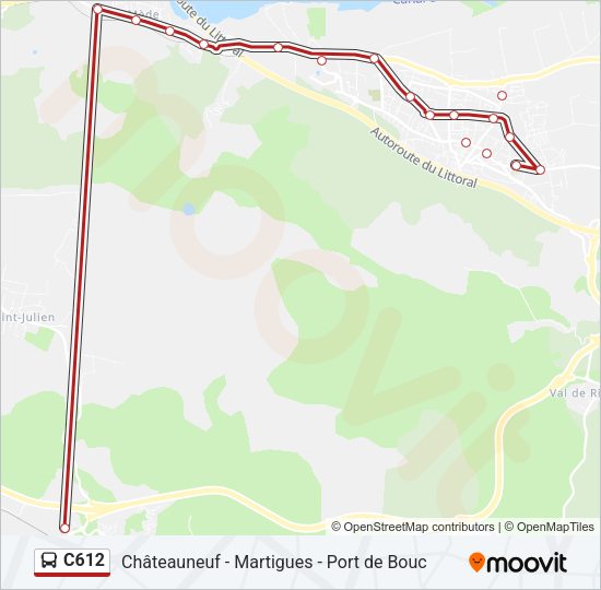 Plan de la ligne C612 de bus