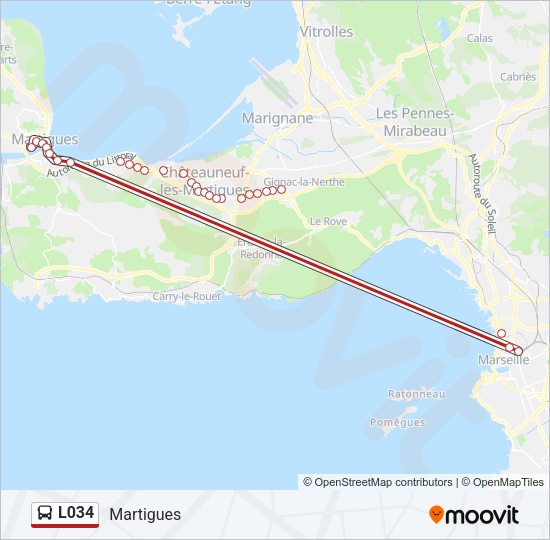 Plan de la ligne L034 de bus