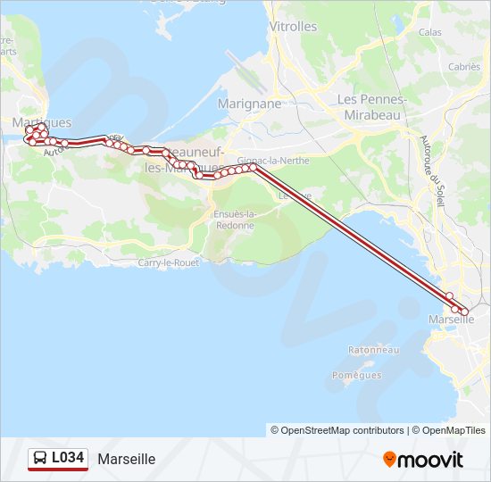 Mapa de L034 de autobús