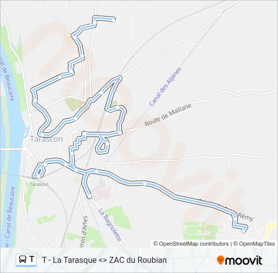 T Bus Line Map