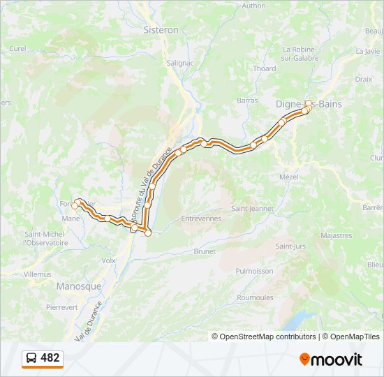 Plan de la ligne 482 de bus