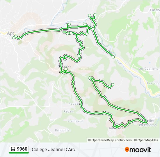 Plan de la ligne 9960 de bus