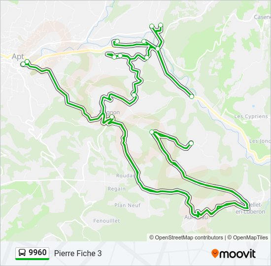 Plan de la ligne 9960 de bus