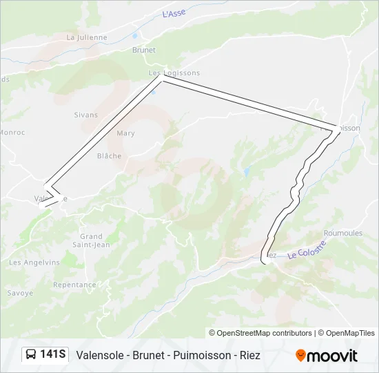 141S Bus Line Map