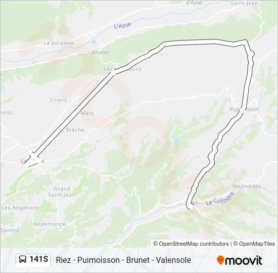 141S Bus Line Map