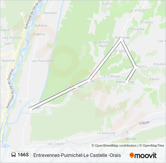 166S Bus Line Map