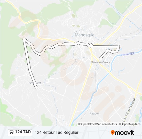 Plan de la ligne 124 TAD de bus