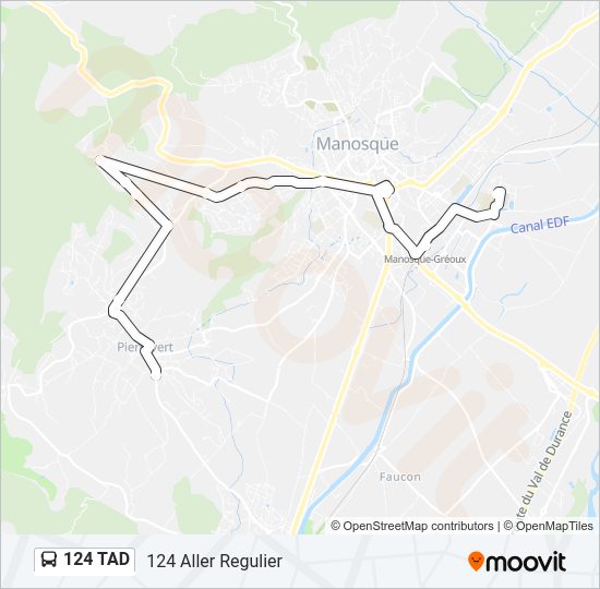 Plan de la ligne 124 TAD de bus