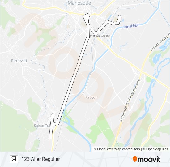 Plan de la ligne 123 DLVA de bus