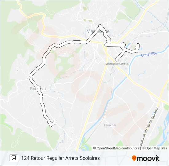 Plan de la ligne 124 DLVA de bus