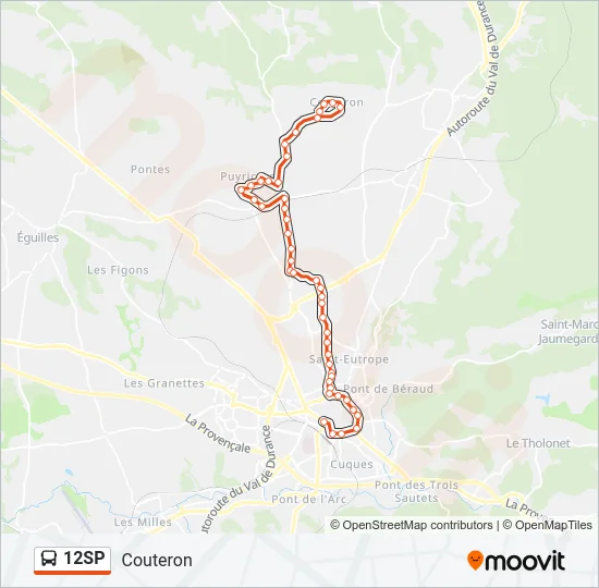 Plan de la ligne 12SP de bus