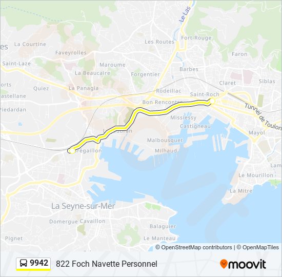 Plan de la ligne 9942 de bus