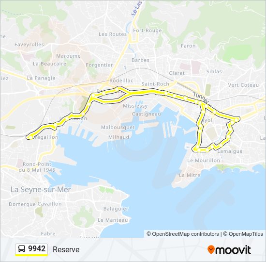 Plan de la ligne 9942 de bus