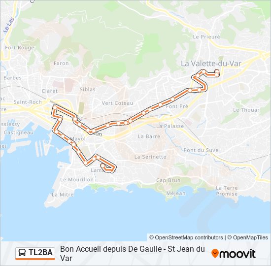 Mapa de TL2BA de autobús