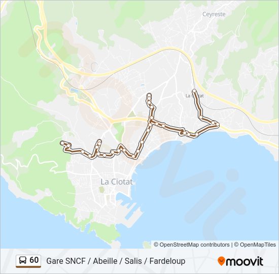 Plan de la ligne 60 de bus