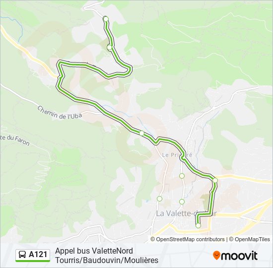 Mapa de A121 de autobús