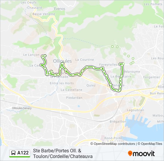 Plan de la ligne A122 de bus