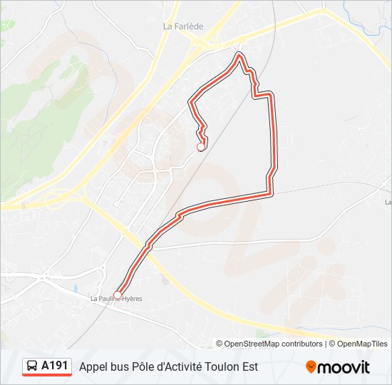 Plan de la ligne A191 de bus