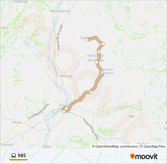 Plan de la ligne 985 de bus