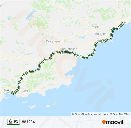 Plan de la ligne P3 de train