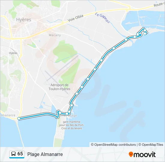 65 Bus Line Map