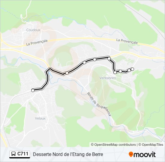 Plan de la ligne C711 de bus