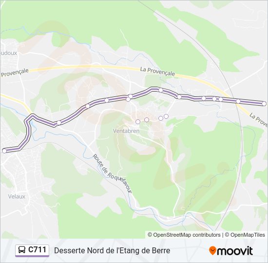 Plan de la ligne C711 de bus