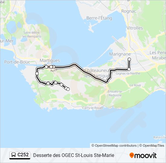 Plan de la ligne C252 de bus