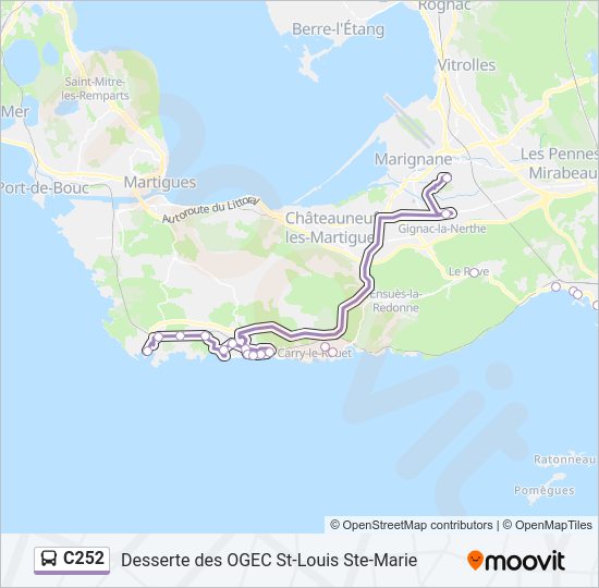 Plan de la ligne C252 de bus