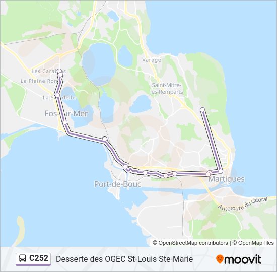 Plan de la ligne C252 de bus