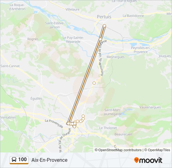 Plan de la ligne 100 de bus