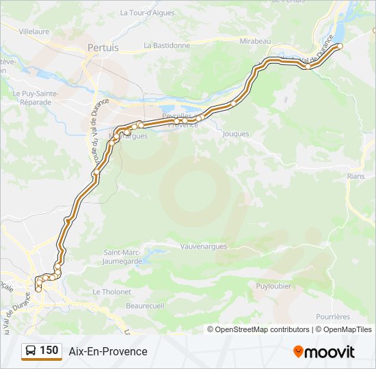 Plan de la ligne 150 de bus