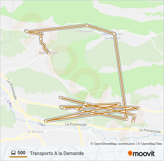 Plan de la ligne 500 de bus