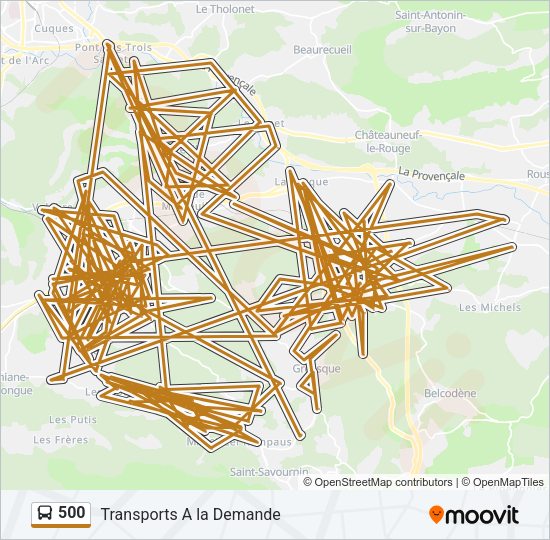 Plan de la ligne 500 de bus