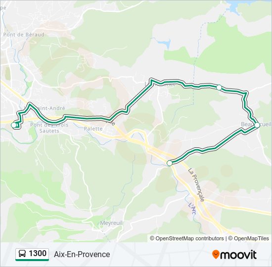 Plan de la ligne 1300 de bus