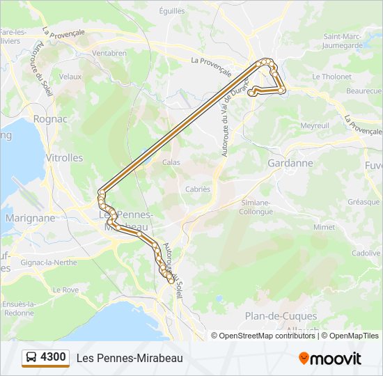 Plan de la ligne 4300 de bus