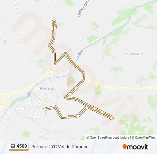 Plan de la ligne 4500 de bus