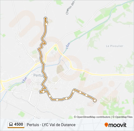 Plan de la ligne 4500 de bus