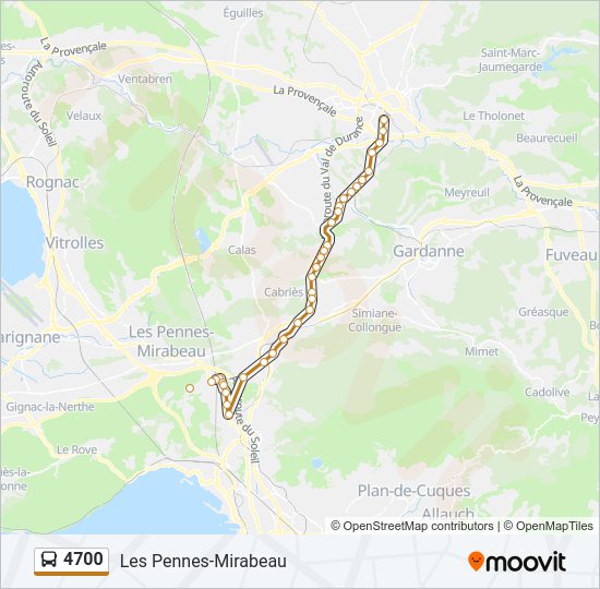 Plan de la ligne 4700 de bus