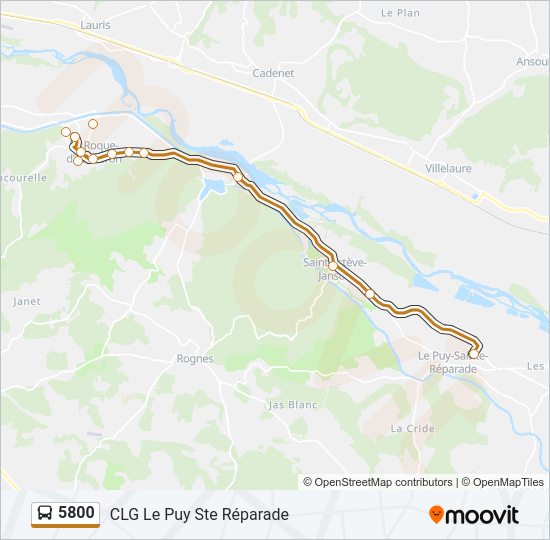 Plan de la ligne 5800 de bus