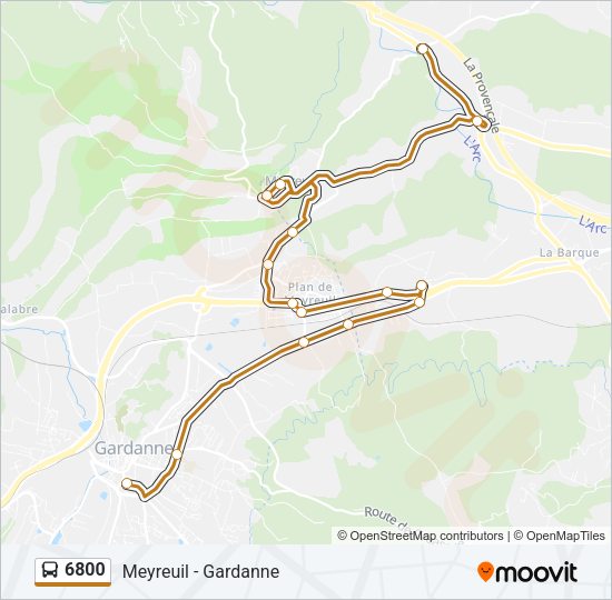 Plan de la ligne 6800 de bus