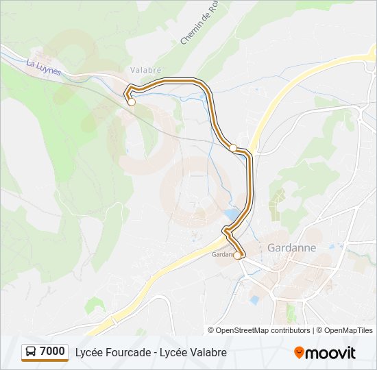 Plan de la ligne 7000 de bus