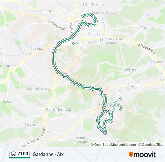 Mapa de 7100 de autobús