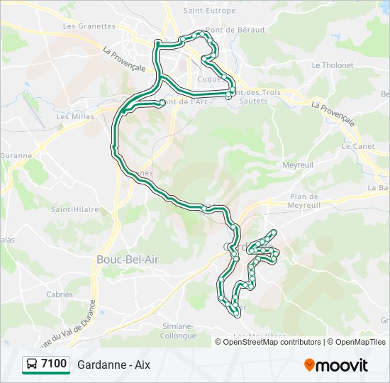 Plan de la ligne 7100 de bus