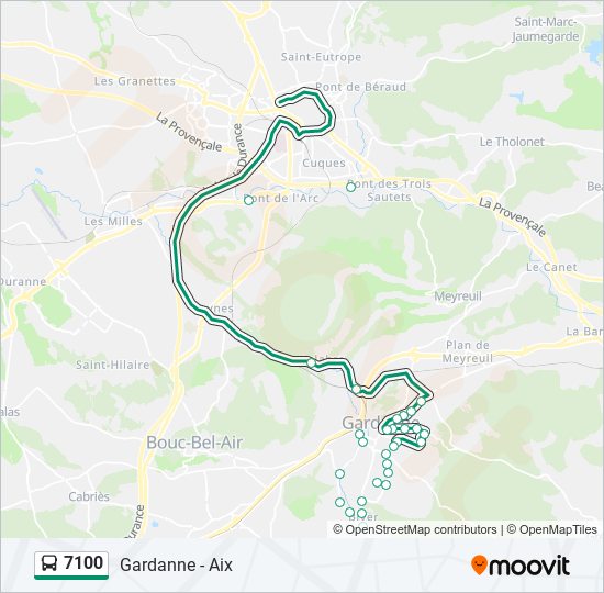 7100 Itinéraire Horaires, Arrêts & Plan AixEnProvence (mis à jour)