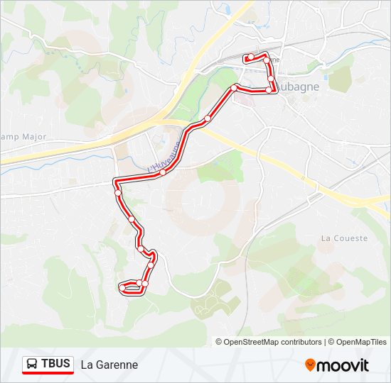 Plan de la ligne TBUS de bus